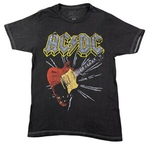 AC/DC Graphic T-Shirt Black Cotton Guitar Rock Band Tee EP5805PRF Mens XS